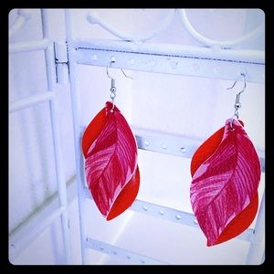 New Reddish/Orange Feather Shaped Earrings